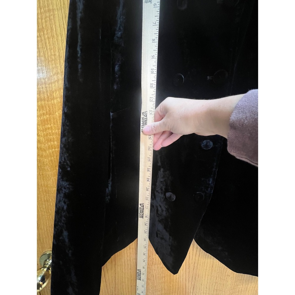 J.Jill Black Silk Blend Velvet Double Breasted Mandarin Collar Blazer Jacket L - Picture 8 of 9